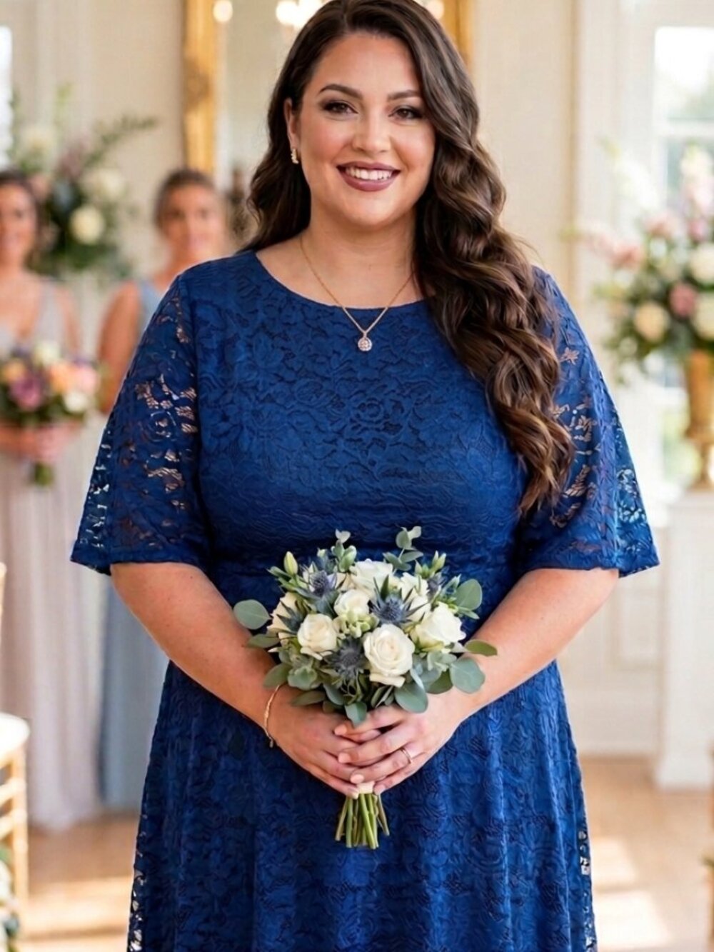 Beautiful Blue Lace Bridesmaid Dress - Size 5XL (Fits like a 3XL)